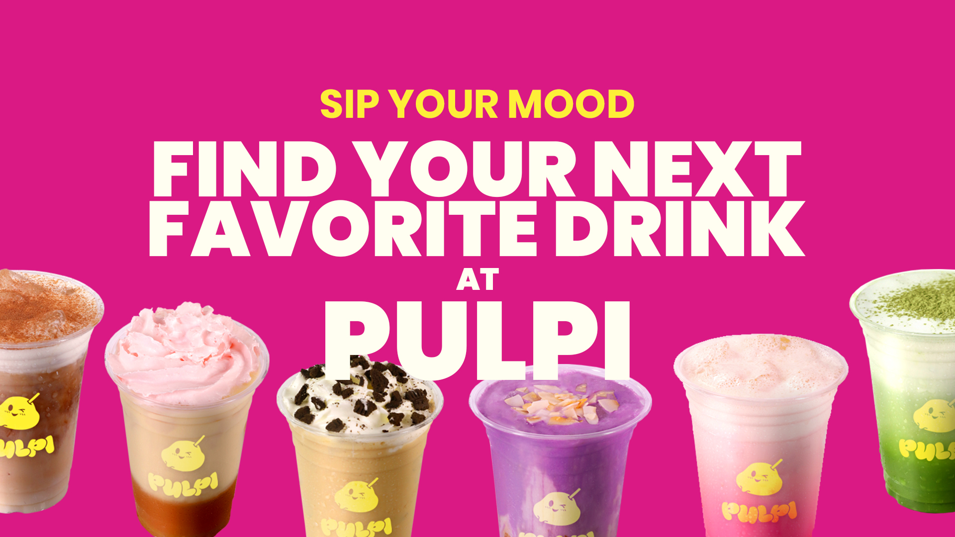 Pulpi fruit and espresso drinks against a blue sky